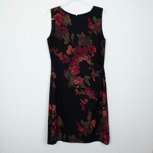 Coldwater Creek Womens Floral Sleeveless Dress Size 14 Black Ruched Whimsigoth